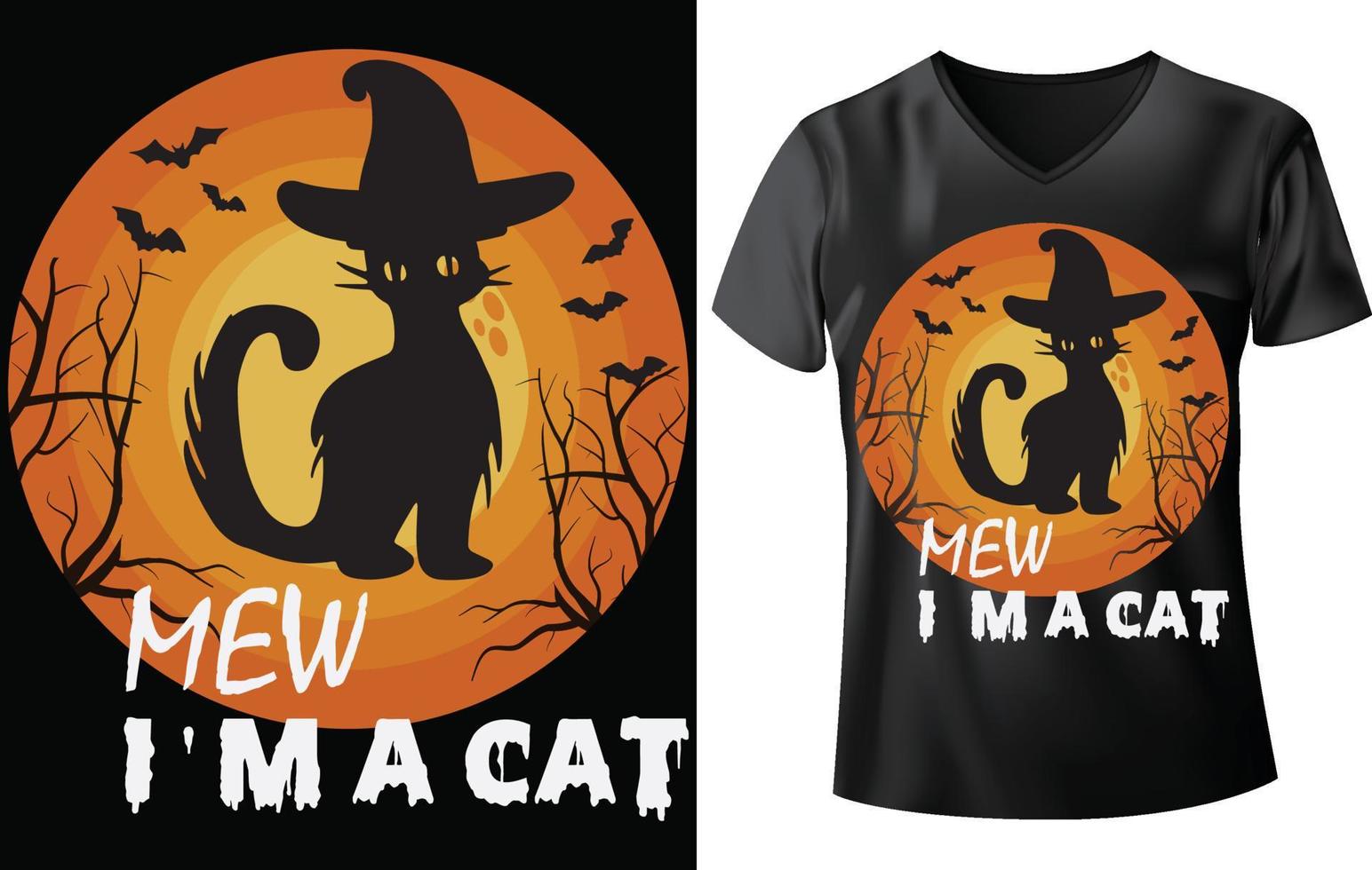 halloween t-shirt design, mew jag 'm en katt vektor