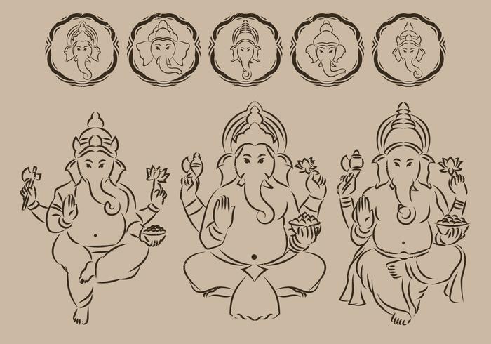 Ganesha kontur symbol vektor