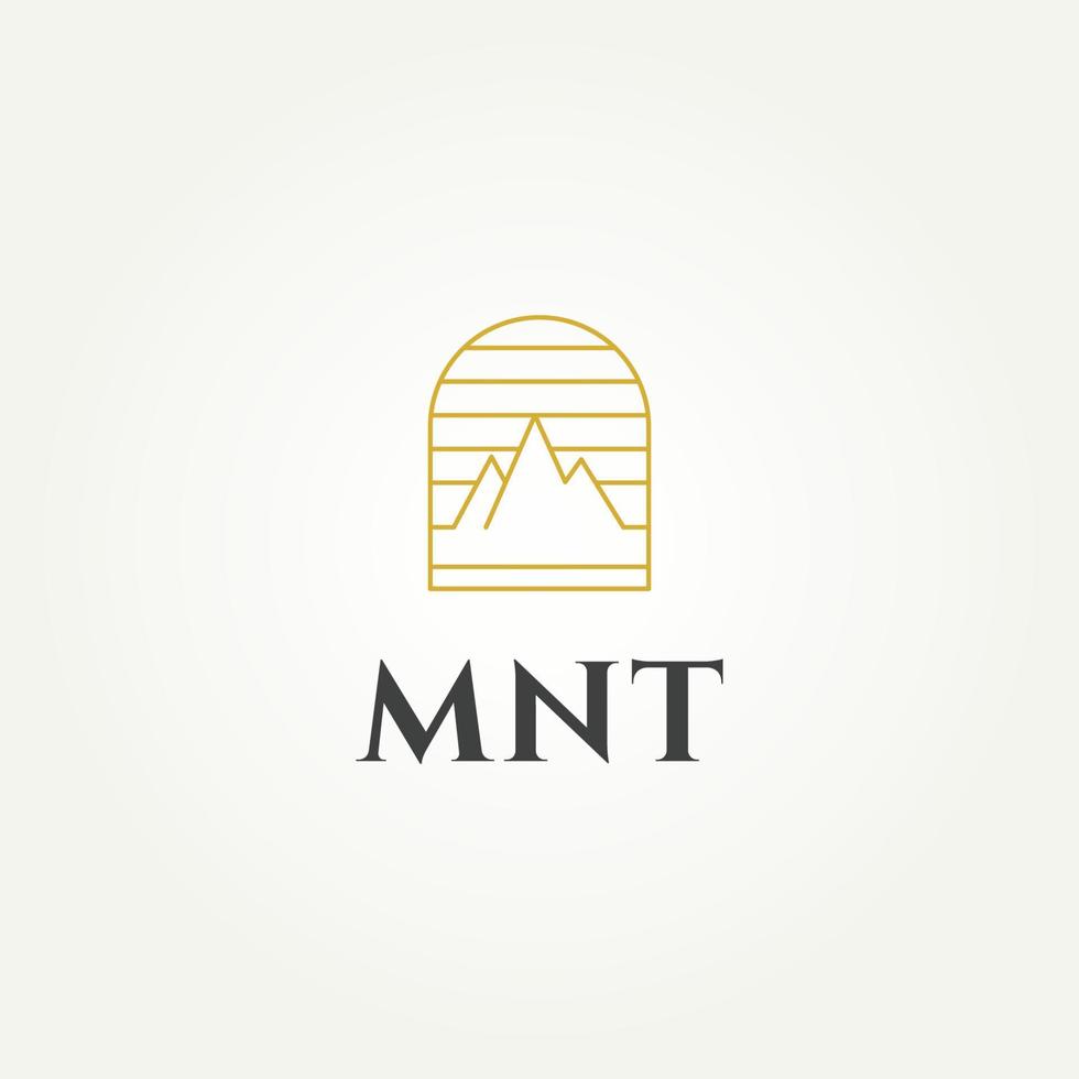 minimalistische einfache moderne Berglinie Kunstabzeichen Emblem Logo Vorlage Vektor Illustration Design
