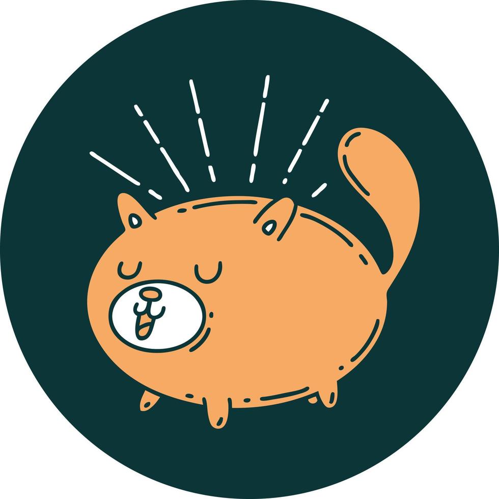 ikon av en tatuering stil Lycklig katt vektor