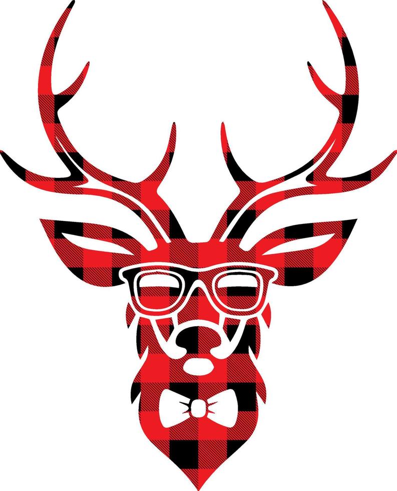 Buffalo Plaid Hirsch, Hirschköpfe ClipArt vektor