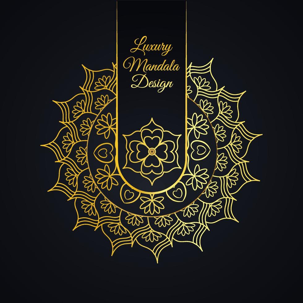 Luxus-Mandala-Hintergrunddesign mit goldenem Farbmuster. dekorative Mandala-Vorlage für Dekoration, Hochzeitskarten, Einladungskarten, Cover, Banner vektor