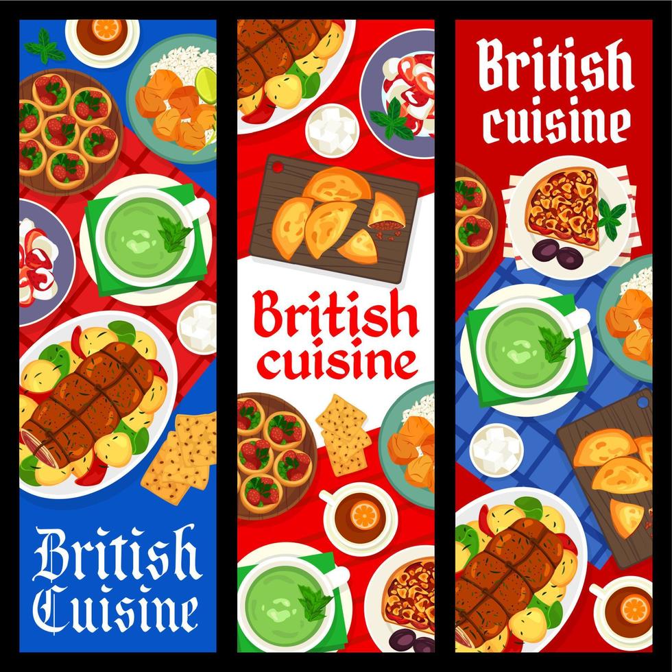britische küche restaurantmahlzeiten vertikale banner vektor
