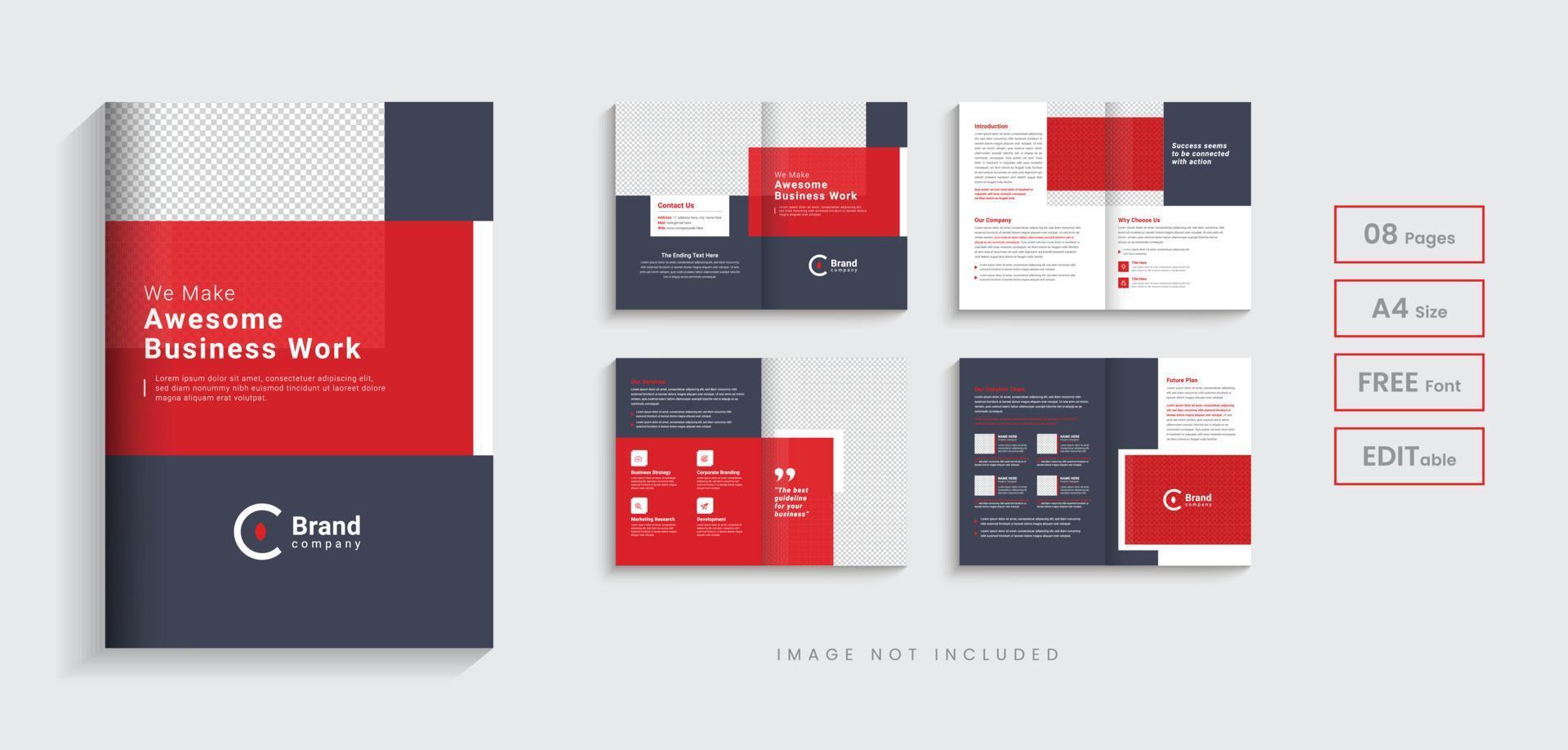 Firmenprofil Jahresbericht Broschürendesign, 8 Seiten Modernes Geschäft Minimale mehrseitige Bifold-Broschüre editierbare Layout-Vektorvorlage vektor