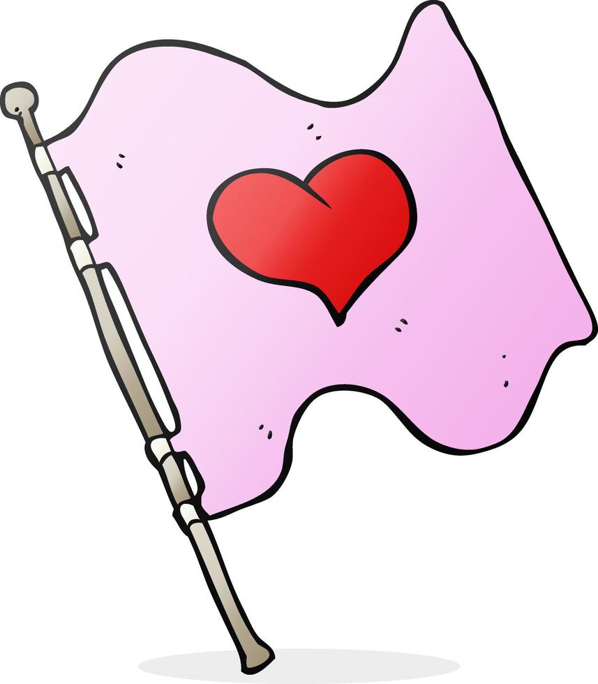 freehand dragen tecknad serie kärlek hjärta flagga vektor