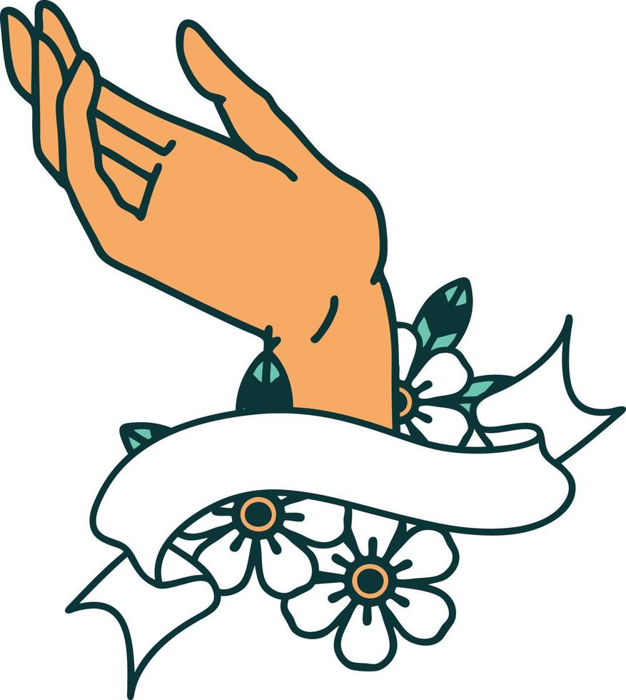 traditionell tatuering med baner av en hand vektor