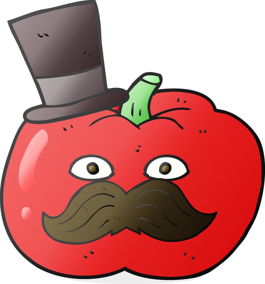 Freihändig gezeichnete Cartoon-Posh-Tomate vektor
