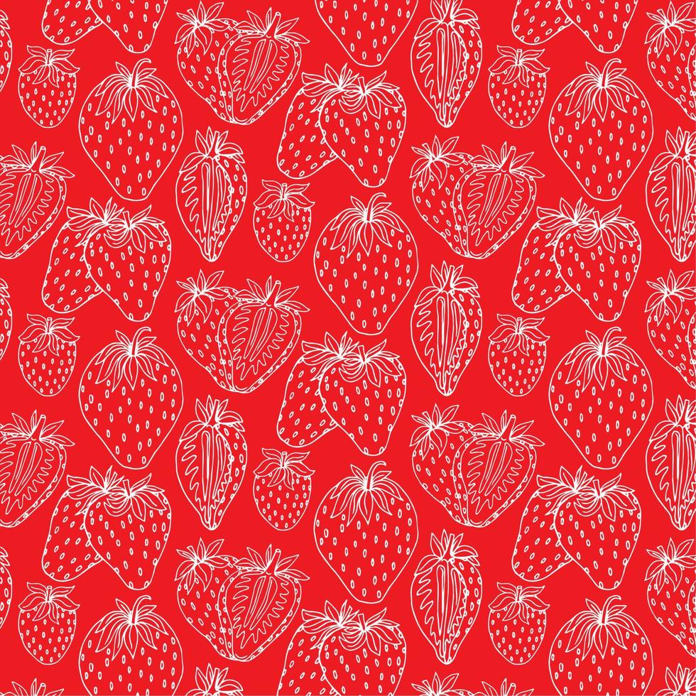sömlös mönster med silhuett av jordgubbar vektor