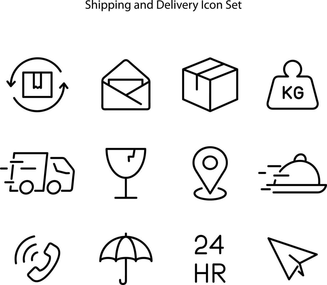frakt och leverans ikoner uppsättning. kurir leverans, paket kurir, paket spårning, returnerar, brev sändning, frakt underrättelse. vektor