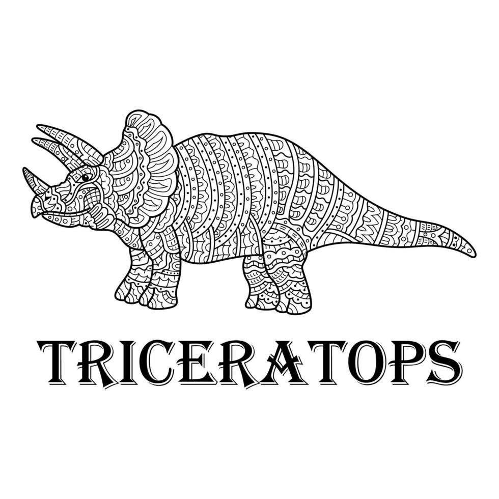 triceratops linje konst vektor