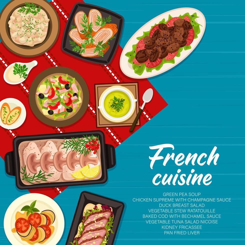 französische küche restaurant speisekarte cover vorlage vektor
