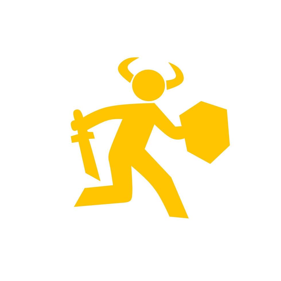 Kriegersymbol mit Schwert und Schild, einfache Illustration von Menschen, die mit Vektorsymbolen für Webdesign kämpfen, isoliert auf weißem Hintergrund vektor