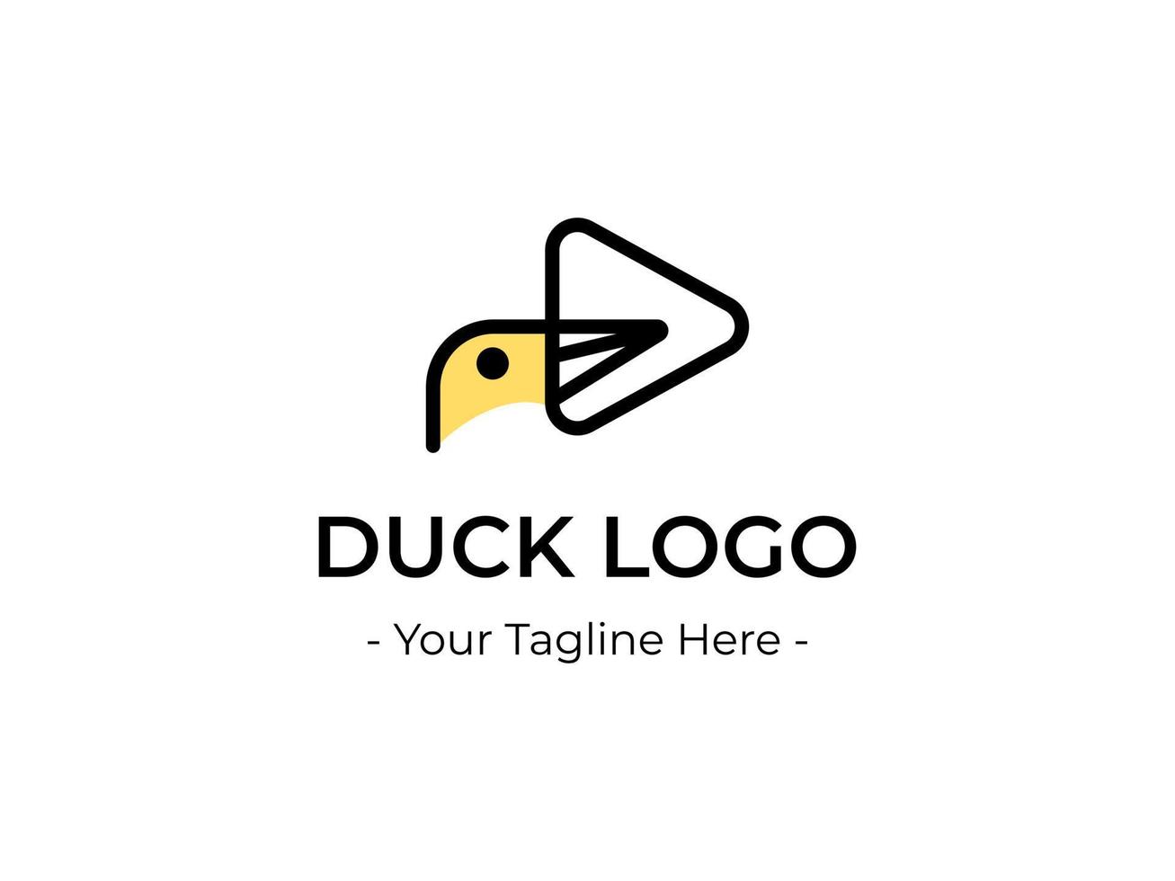 Anka huvud logotyp design med en triangel- näbb, perfekt för en minimalistisk företag eller mat uppfödare logotyp referens vektor