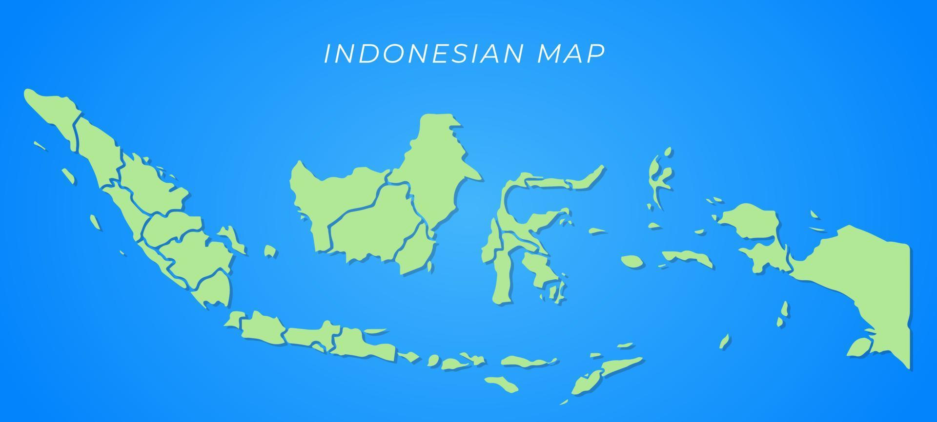 Indonesien-Kartenvektor mit grüner Karte und blauem Hintergrund vektor