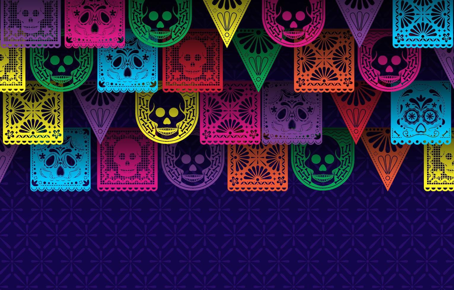 papel picado auf lila hintergrund vektor