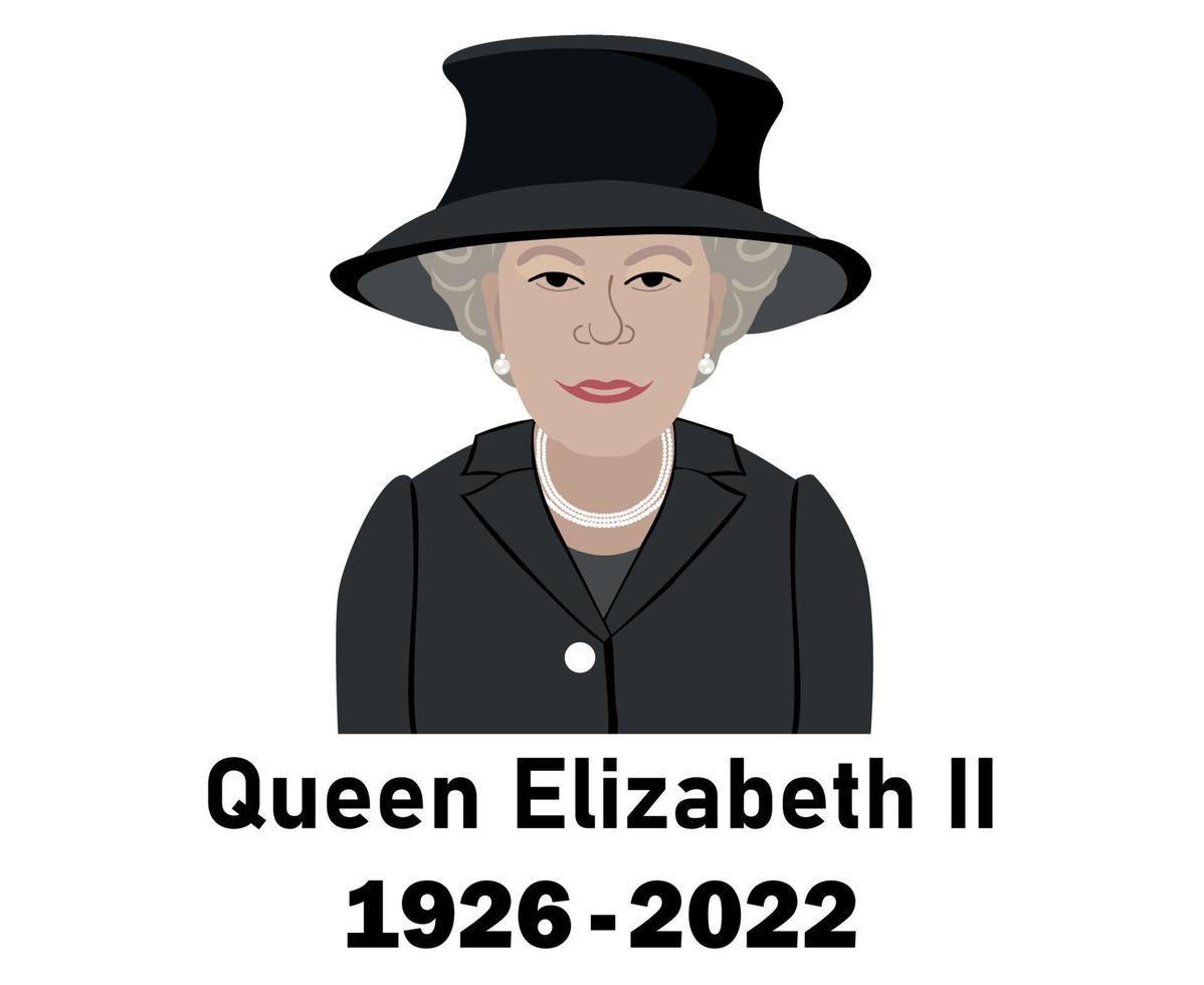 queen elizabeth suit 1926 2022 gesicht porträt schwarz britisch vereinigtes königreich national europa land vektor illustration abstraktes design