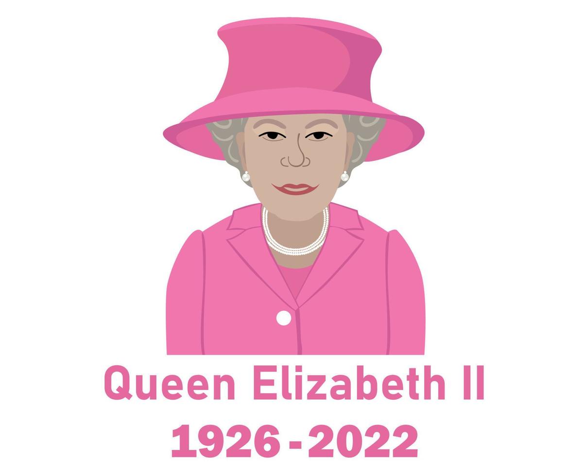drottning Elizabeth kostym 1926 2022 ansikte porträtt rosa brittiskt förenad rike nationell Europa Land vektor illustration abstrakt design