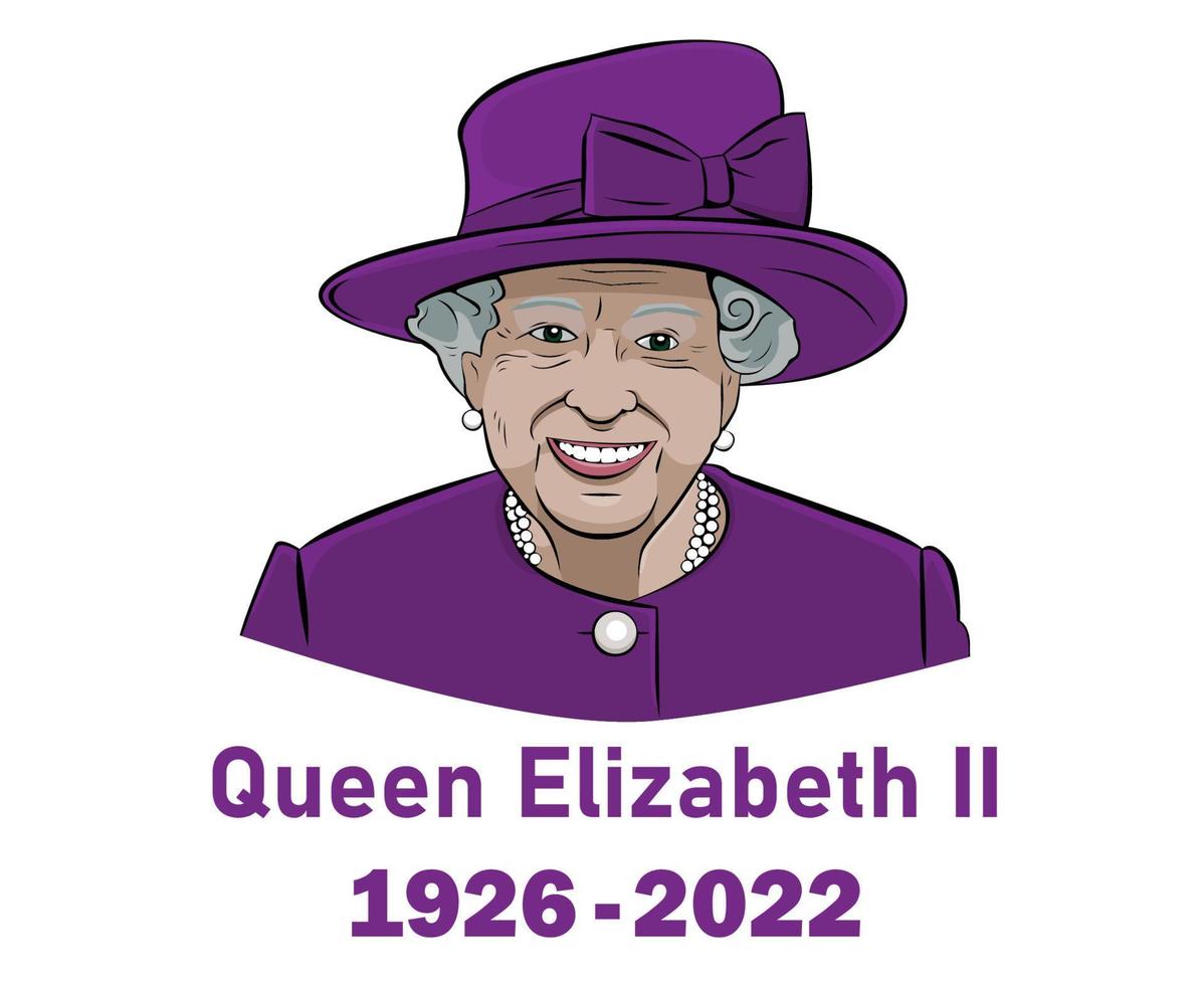 drottning Elizabeth kostym 1926 2022 ansikte lila orange brittiskt förenad rike nationell Europa Land vektor illustration abstrakt design
