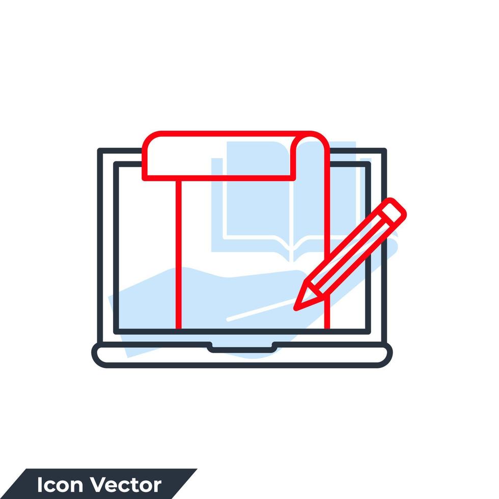 inhalt symbol logo vektor illustration. Dokument auf Laptop-Symbolvorlage für Grafik- und Webdesign-Sammlung