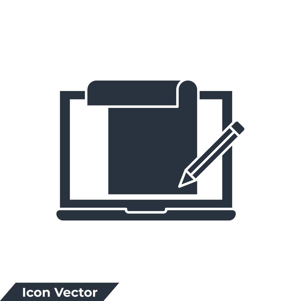 inhalt symbol logo vektor illustration. Dokument auf Laptop-Symbolvorlage für Grafik- und Webdesign-Sammlung