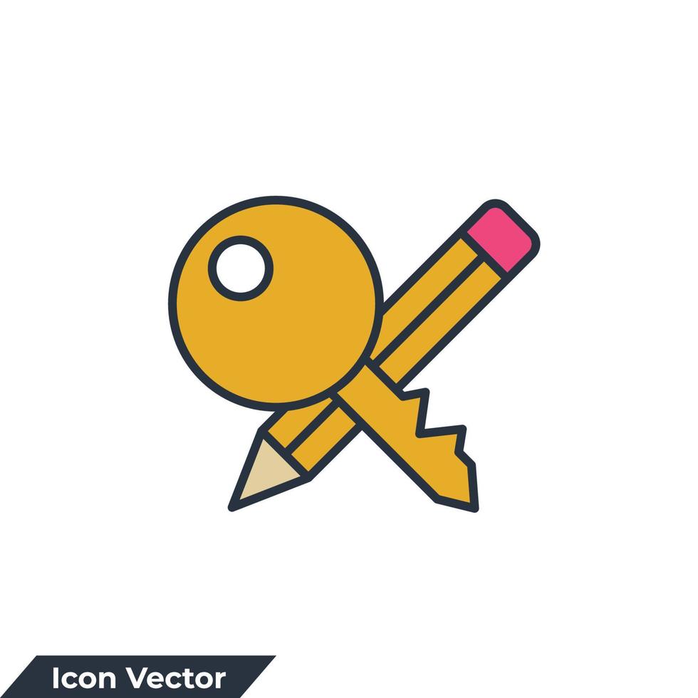 nyckelord ikon logotyp vektor illustration. nyckel och penna symbol mall för grafisk och webb design samling