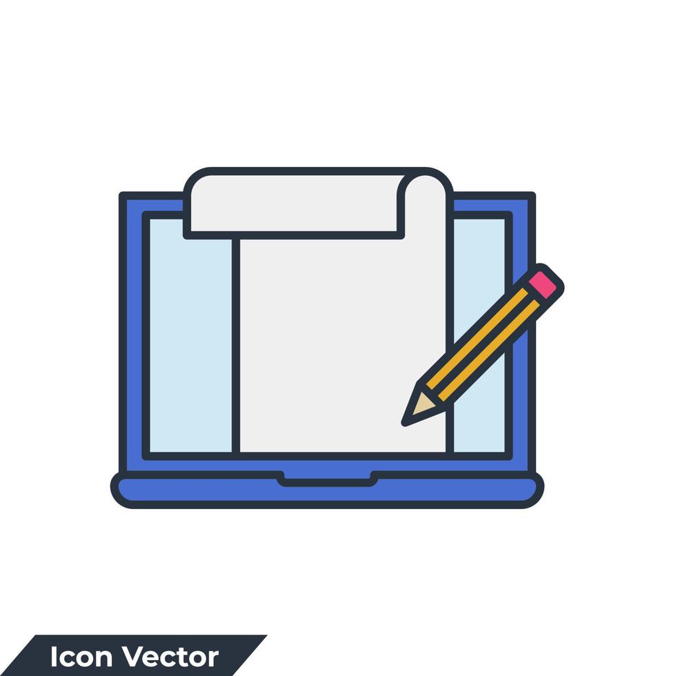 innehåll ikon logotyp vektor illustration. dokumentera på bärbar dator symbol mall för grafisk och webb design samling
