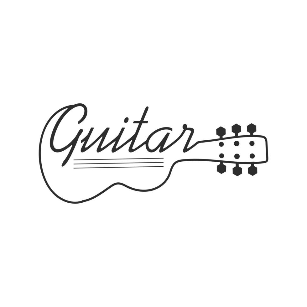 einfache gitarreninstrument-logo-design-inspiration, gitarren-shop-logo-vektor-illustrationsvorrat. Logo des Rockmusikfestivals vektor