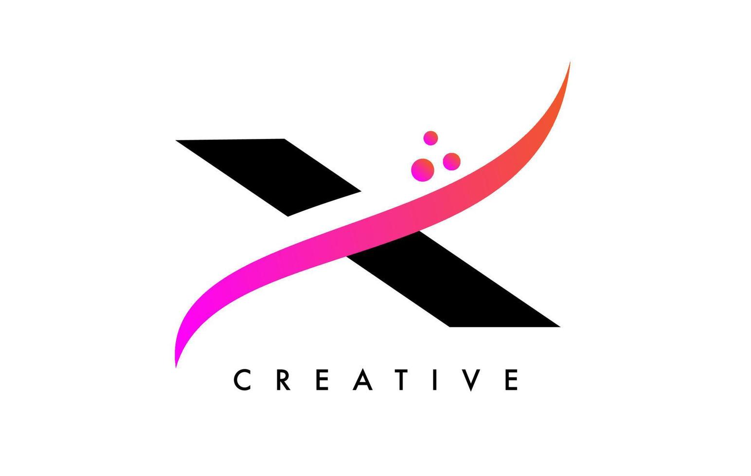 x brev logotyp design med elegant kreativ susa och prickar vektor