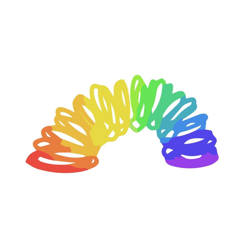 handgezeichnete, niedliche, isolierte clipart-illustration des springenden regenbogenfrühlings vektor