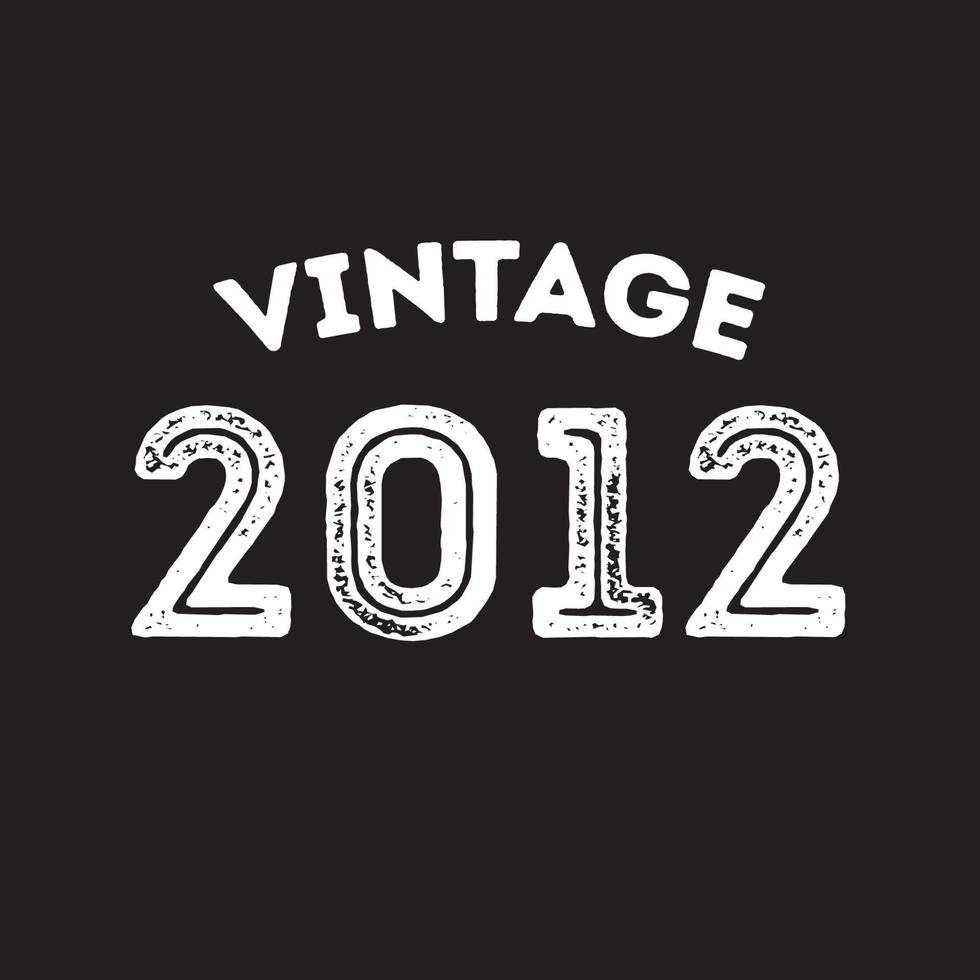 2012 Vintage Retro-T-Shirt-Design-Vektor schwarzer Hintergrund vektor