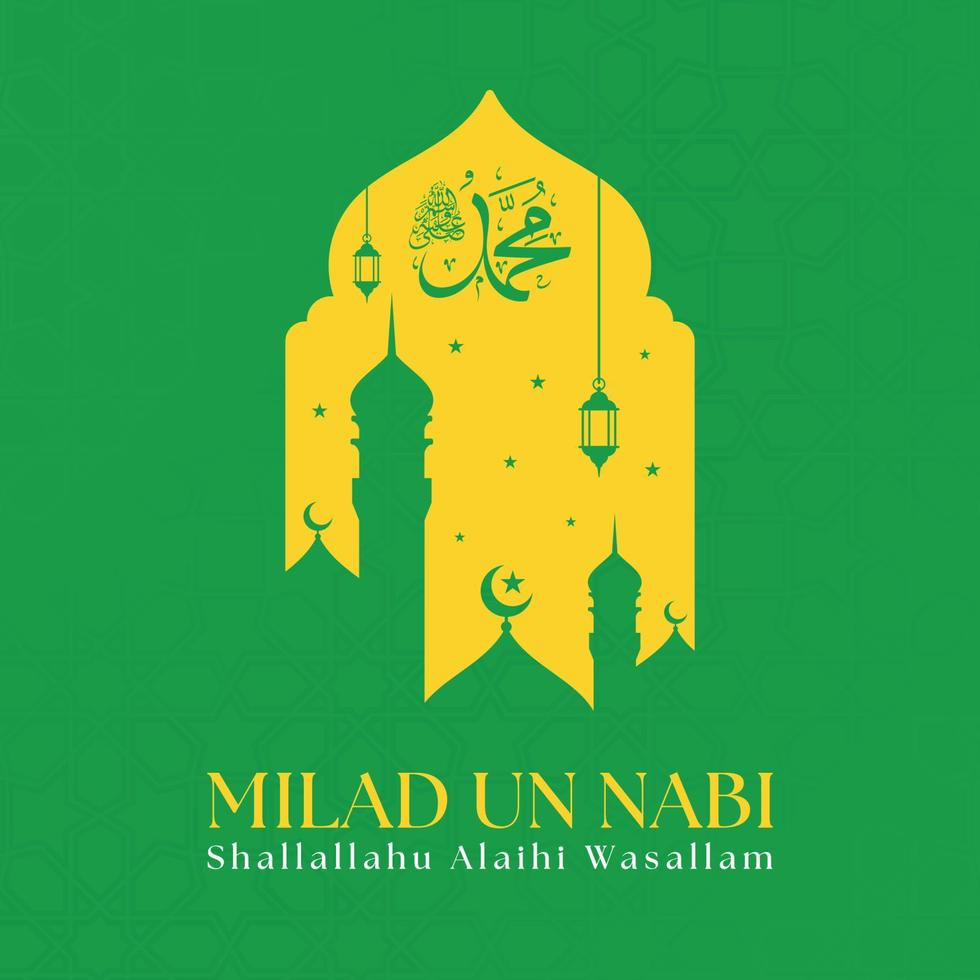 glad maulid nabi muhammad, eller mawlid al nabi muhammad, eller mawlid profeten muhammed med platt stil. vektor illustration