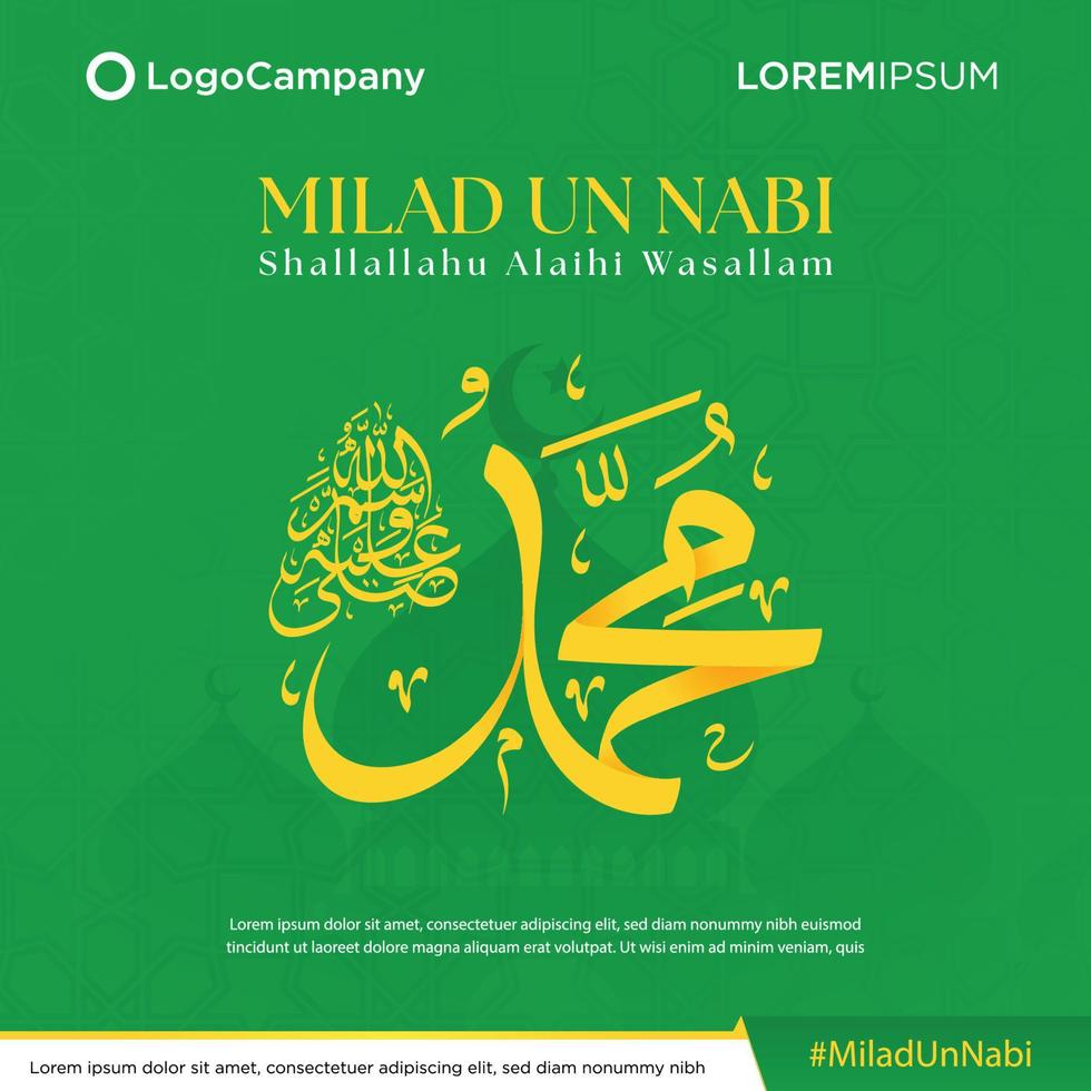 glad maulid nabi muhammad, eller mawlid al nabi muhammad, eller mawlid profeten muhammed med platt stil. vektor illustration