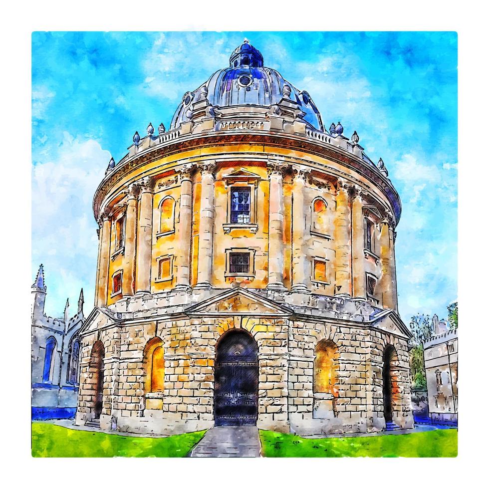 oxford England vattenfärg skiss hand dragen illustration vektor