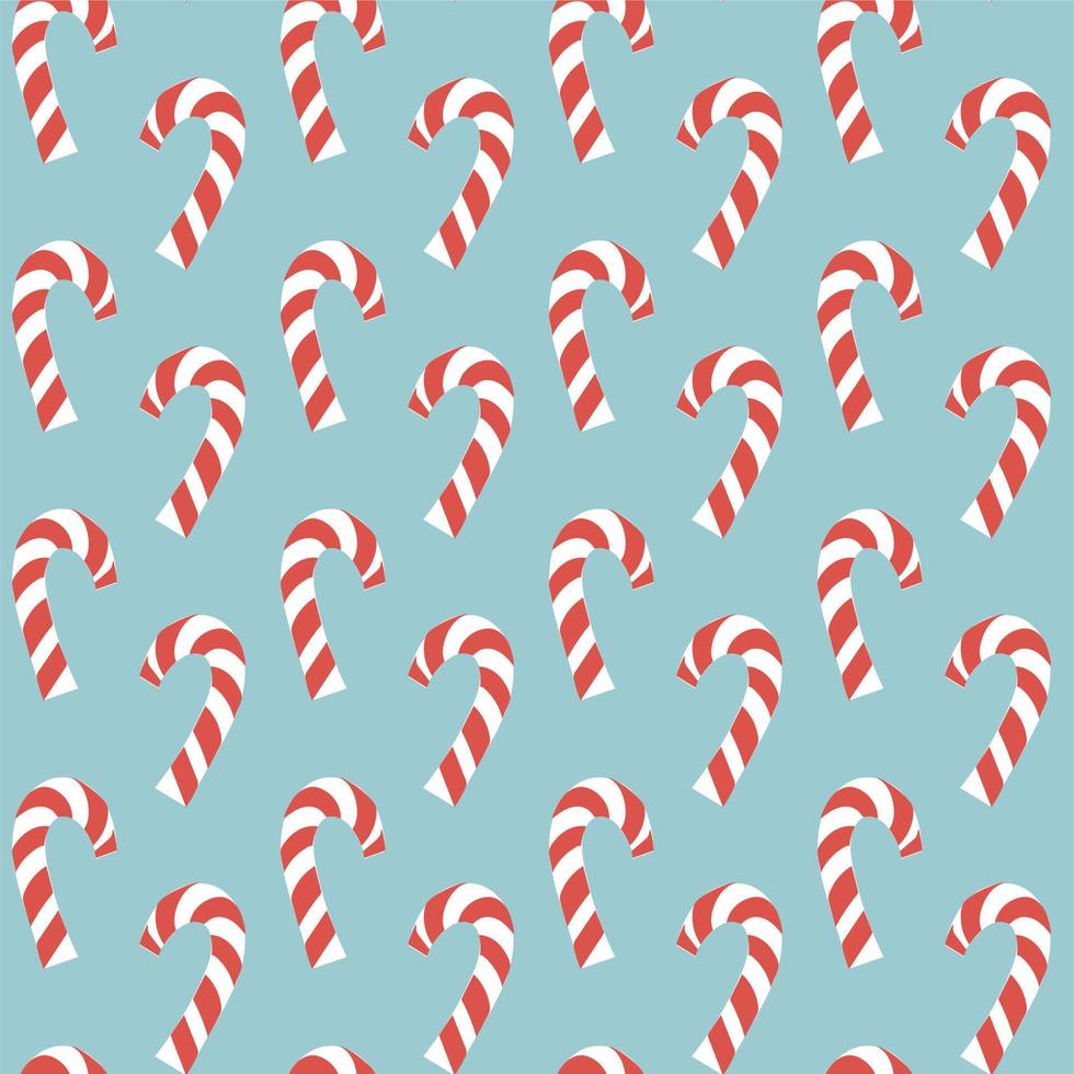 Weihnachten nahtlose Textur mit Süßigkeiten auf blauem Hintergrund. vektor