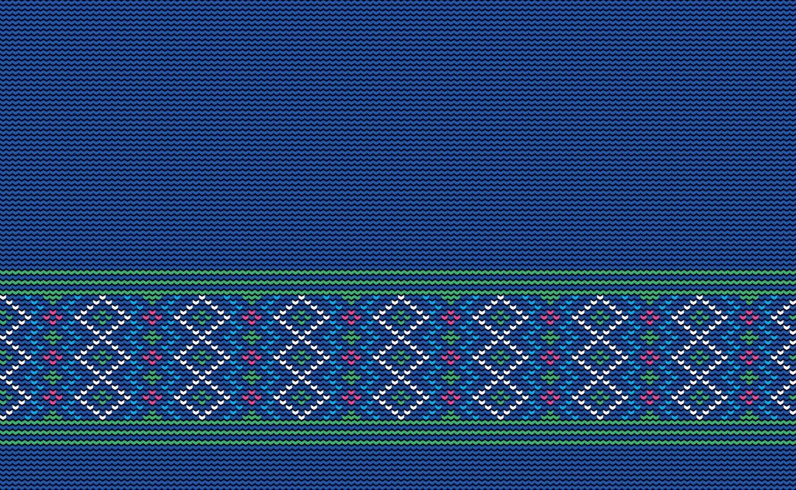 ethnisches Kreuzstichmuster, vektorgestrickter Navajo-Hintergrund, Stickmotiv Stammesstil, blaue und grüne Muster verzierte Linie, Design für Textil, Stoff, Vorhang, grafische Illustration vektor