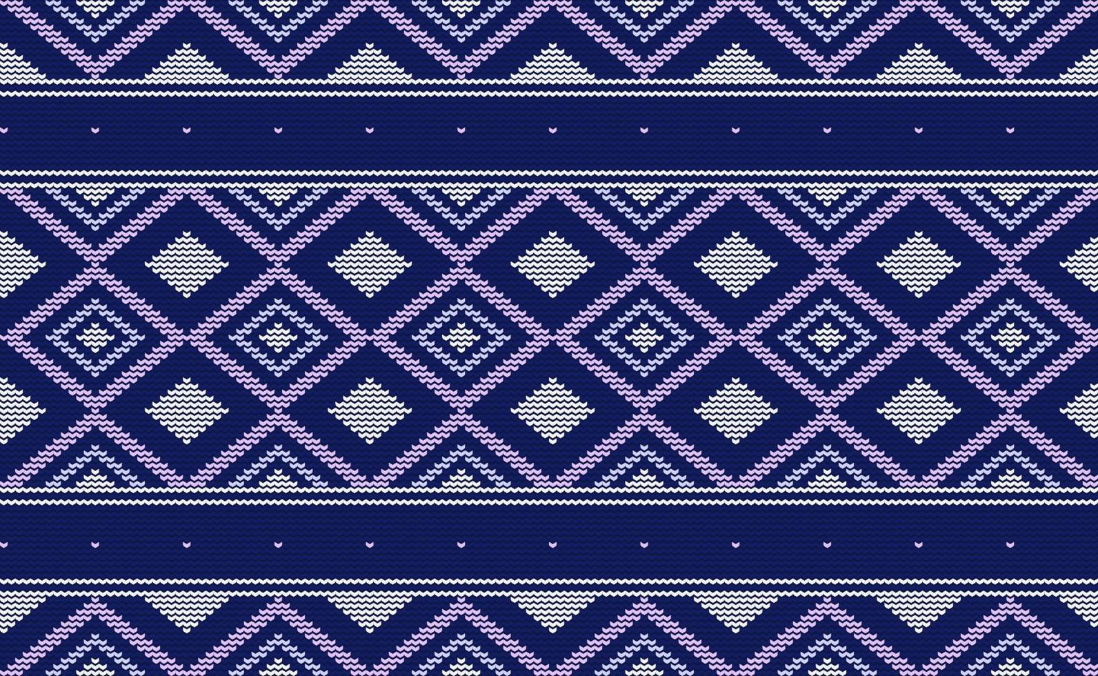 stickat etnisk mönster, vektor korsa sy fyrkant bakgrund, broderi traditionell afrikansk stil, vit och lila mönster garn abstrakt, design för textil, tyg, matta, grafisk illustration