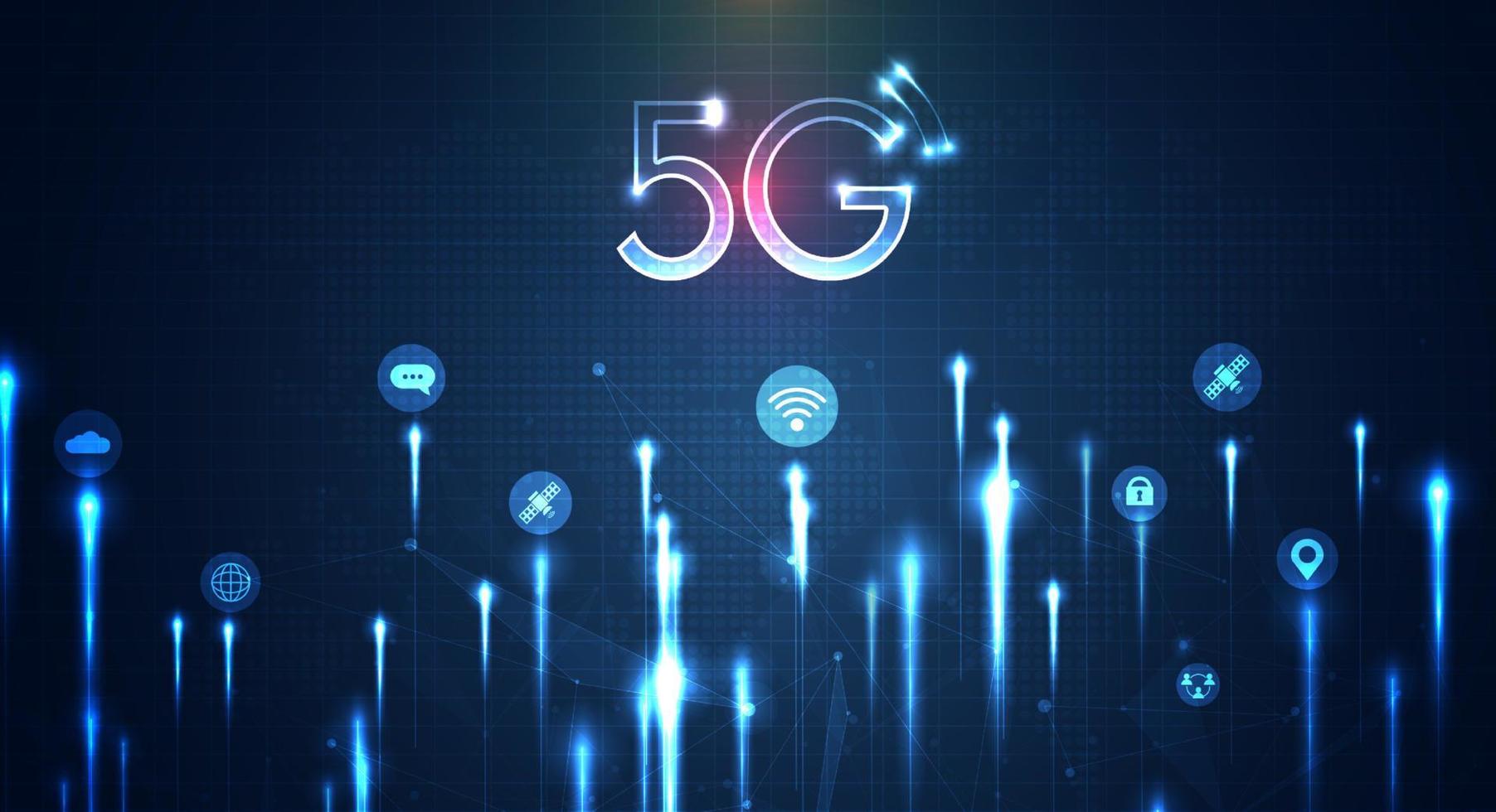 kommunikation teknologi för internet företag. fiber optisk, hastighet linje och trogen bakgrund för 5g eller 6g teknologi trådlös data överföring, hög hastighet internet i abstrakt. vektor design