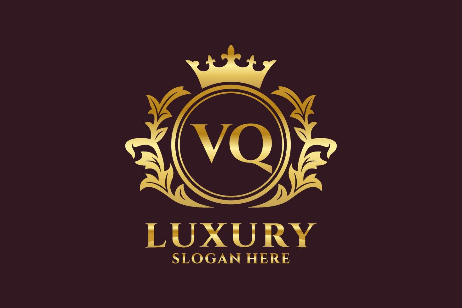 Royal Luxury Logo-Vorlage mit anfänglichem VQ-Buchstaben in Vektorgrafiken für luxuriöse Branding-Projekte und andere Vektorillustrationen. vektor