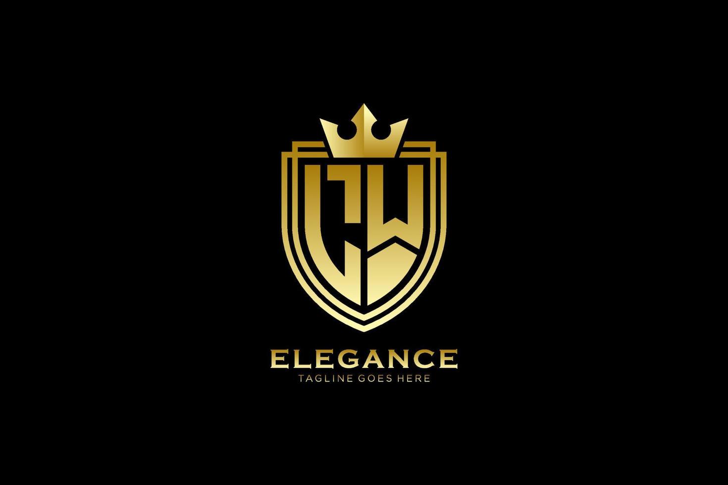 Initial lw elegantes Luxus-Monogramm-Logo oder Abzeichen-Vorlage mit Schriftrollen und Königskrone – perfekt für luxuriöse Branding-Projekte vektor