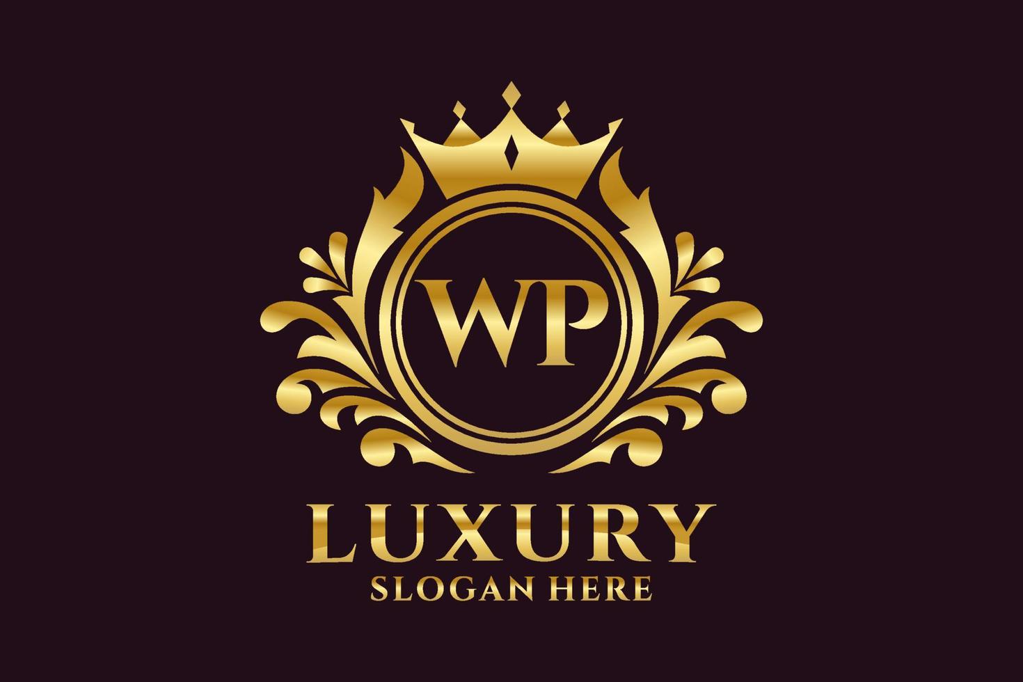 Royal Luxury Logo-Vorlage mit anfänglichem wp-Buchstaben in Vektorgrafiken für luxuriöse Branding-Projekte und andere Vektorillustrationen. vektor