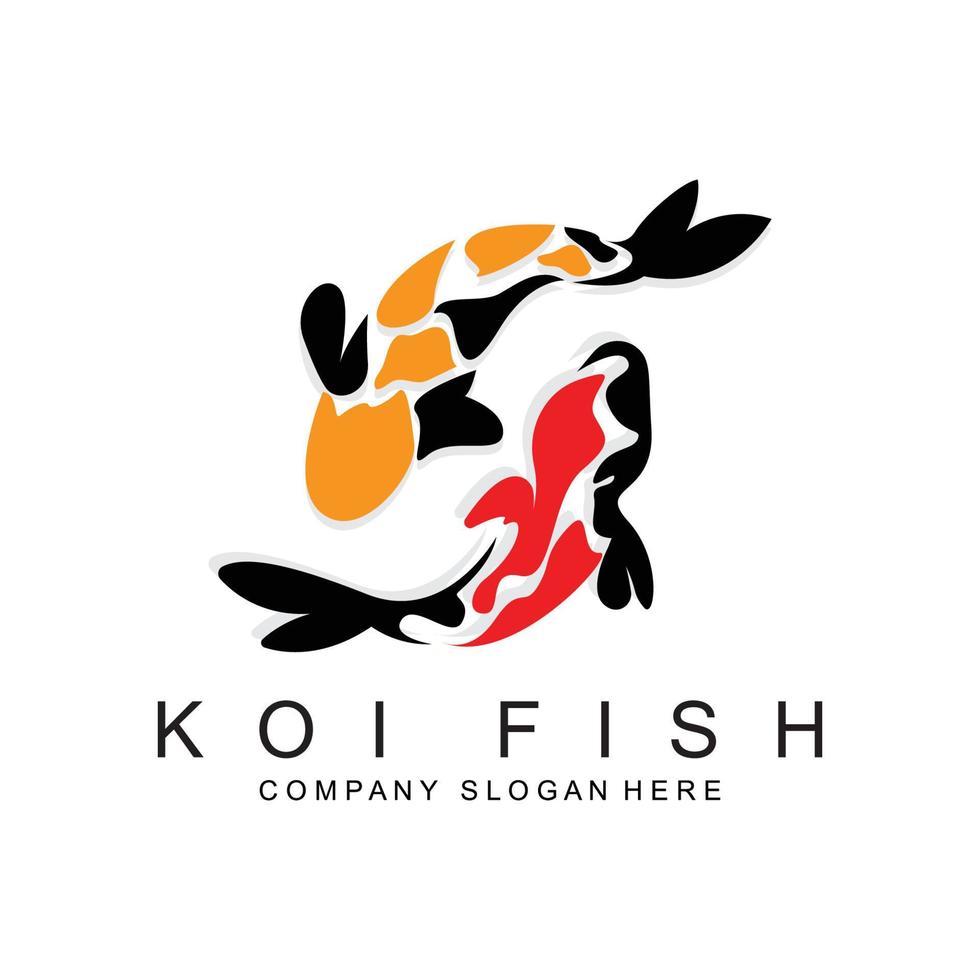 koi fisk logotyp design, dekorativ fisk vektor, akvarium prydnad illustration varumärke produkt vektor