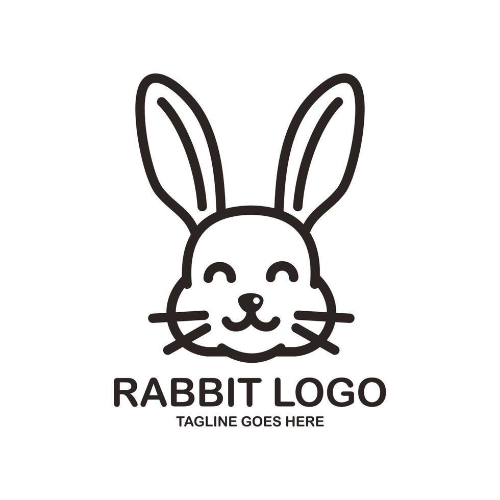 söt kanin ansikte logotyp design vektor