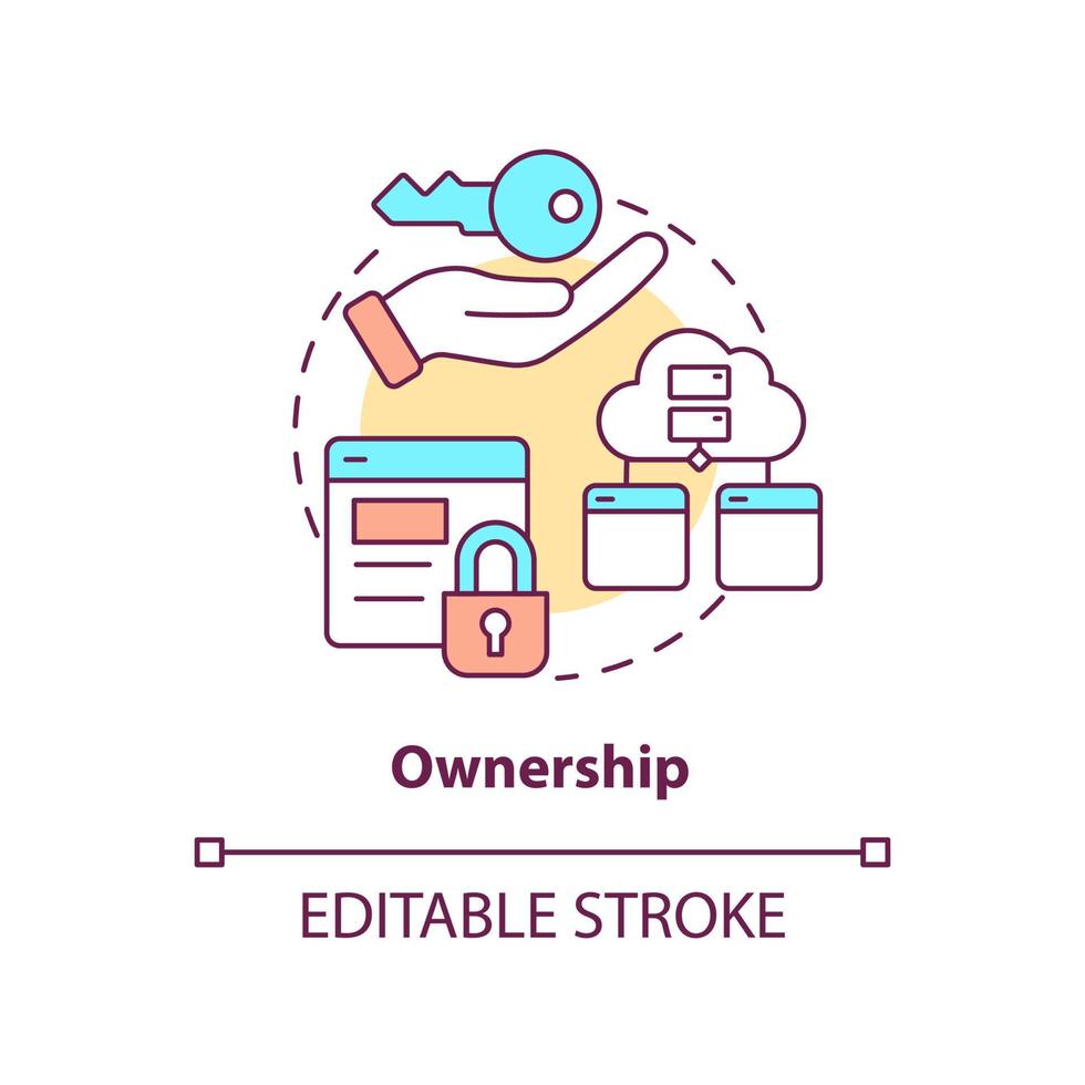 äganderätt begrepp ikon. kommenterar plattform funktion abstrakt aning tunn linje illustration. förändra behörigheter. ge tillgång. isolerat översikt teckning. redigerbar stroke. vektor