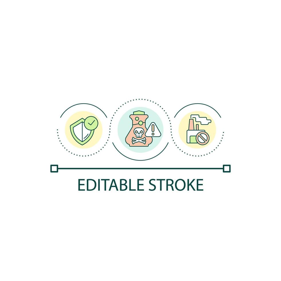 Symbol für das Konzept des Managements des gefährlichen Abfallkreislaufs. herstellungsprozess abstrakte idee dünne linie illustration. Verarbeitung von Industrieabfällen. isolierte Umrisszeichnung. editierbarer Strich. vektor