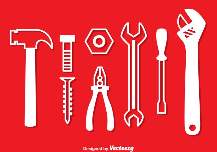 Reparatur-Werkzeuge White Icons vektor