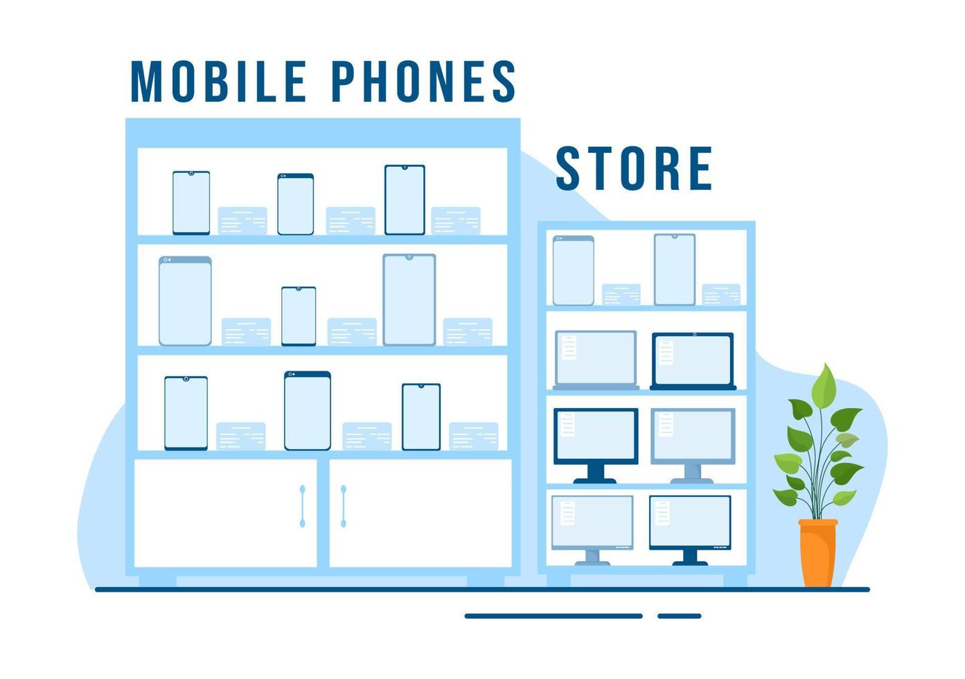 mobil telefon Lagra mall hand dragen tecknad serie platt illustration med telefoner modeller, tabletter, grej detaljhandeln, Övrig enheter och Tillbehör vektor