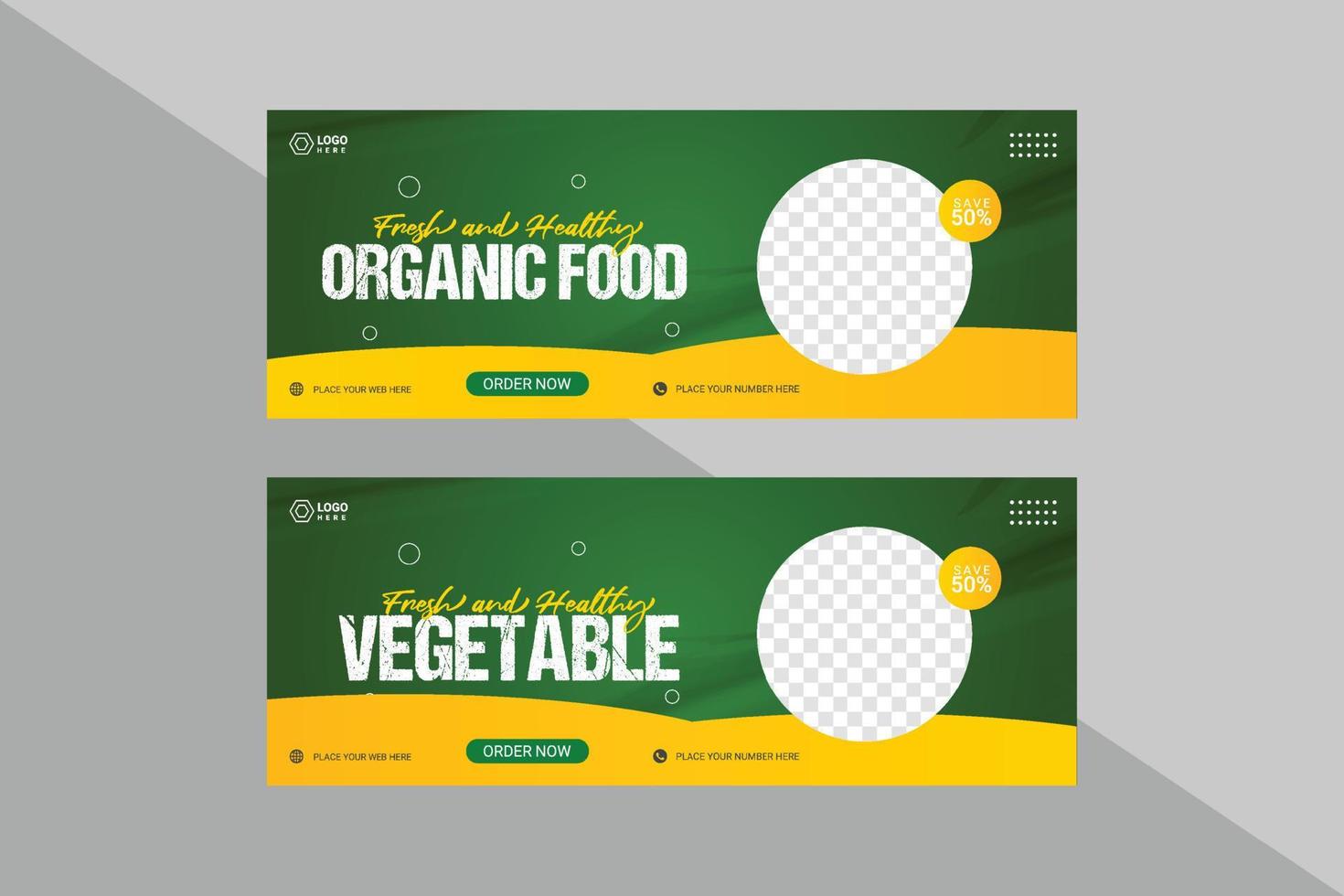 Bio-Lebensmittel-Social-Media-Cover-Banner-Vorlage vektor