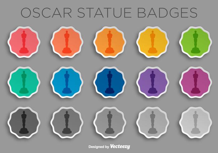 Vektor klistermärke Set med Oscar Statue Icon / Silhouette