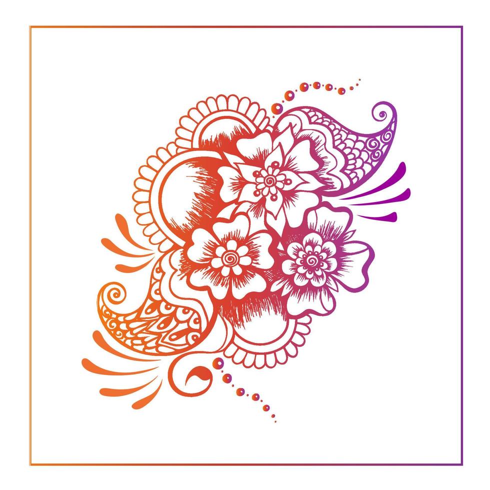 Mehndi-Girlande. romantisches indisches Henna-Design mit Paisleys, Bögen, Blumen vektor