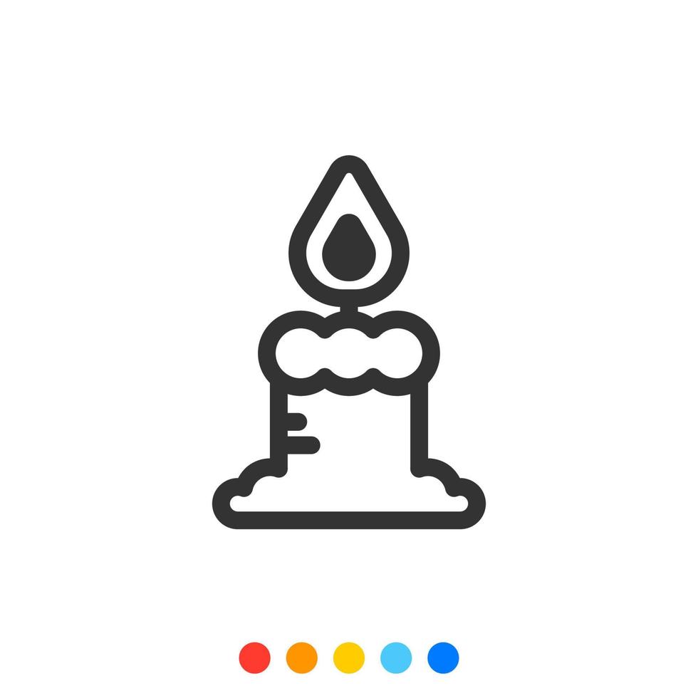Minimales Kerzensymbol, Vektor und Illustration.